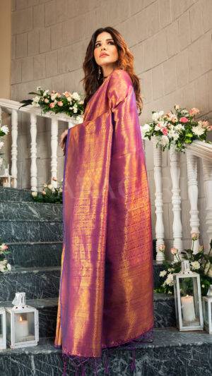 ROSHNI BHATIA in Wine Purple Woven Kanjivaram Saree