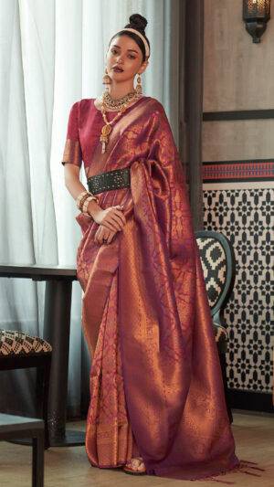 Brick Red Kanjivaram Saree