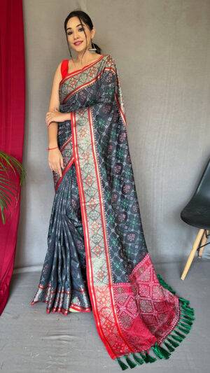 Slate Green Patola Saree